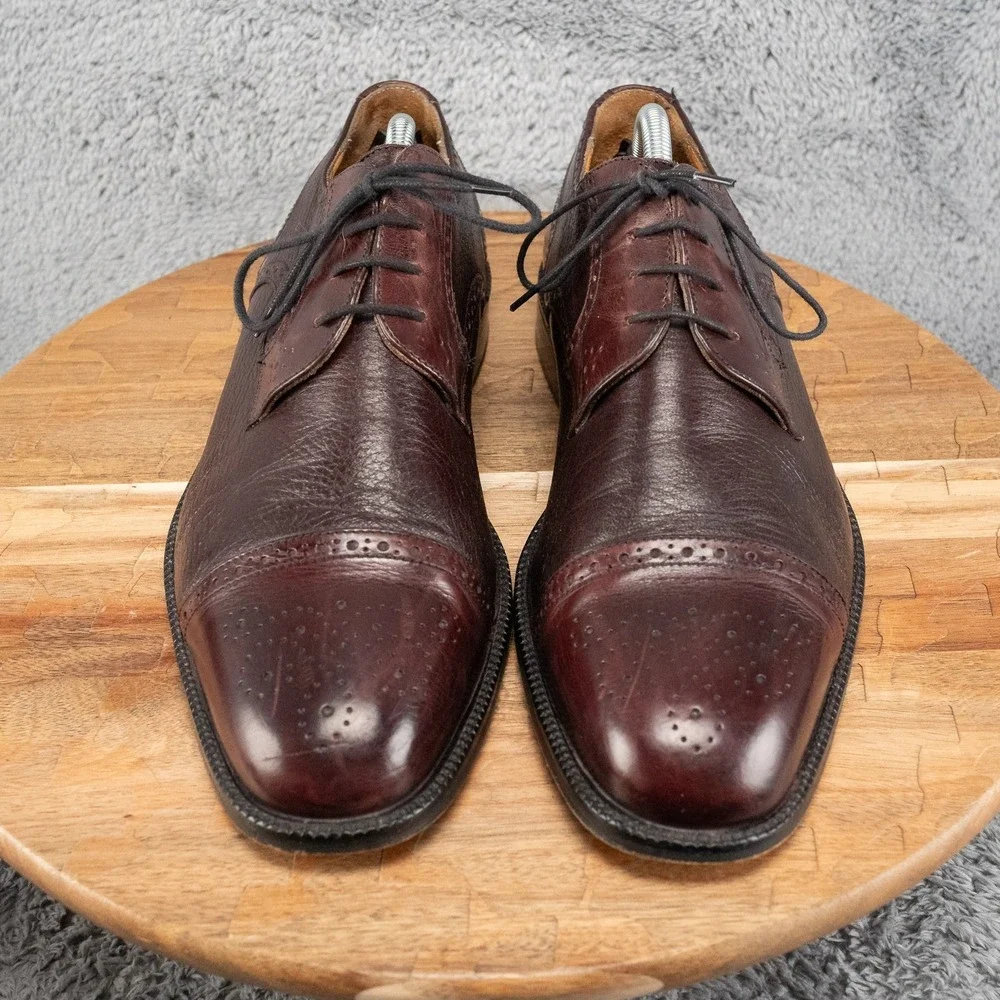 Johnston & Murphy Cellini Oxblood Cap Toe Oxfords Italy Brogues | 10.5 M